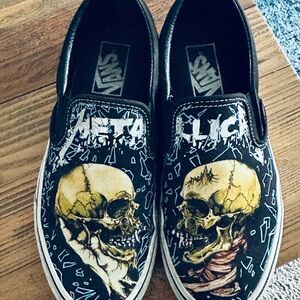 Vans Metallica limited edition skull slip ons